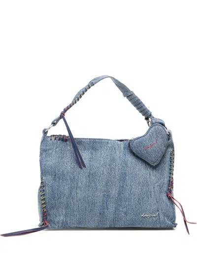 Desigual Denim Tote Bag In Pink