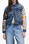 Desigual Denim Trucker Jacket In Multi