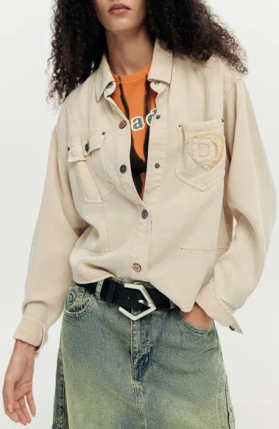 Desigual Denim Trucker Jacket In Neutral
