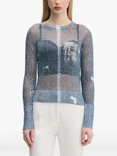 Desigual Langarmshirt In Jeans-optik In Blue