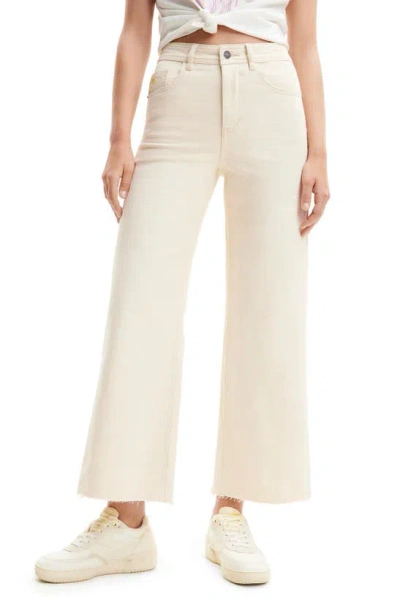 Desigual Denvere Raw Hem Crop Jeans In White