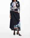 Desigual Designed By Mr. Christian Lacroix Skirt In Black Multi In Blue