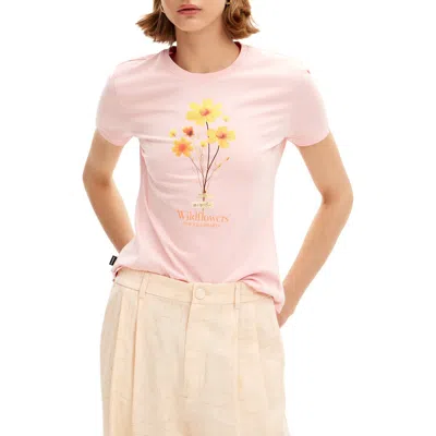Desigual Dilan Graphic T-shirt In Pink
