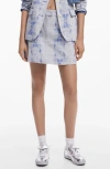 Desigual Distressed Pattern Miniskirt In Light Blue