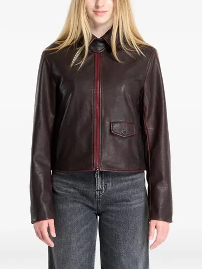 Desigual Distressed-finish High-neck Jacket In Animal Print