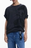 Desigual Donald Duck Drawing Cotton Graphic T-shirt In Neutral Gray