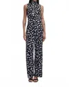 Desigual Dotty Mock Neck Jumpsuit In Black In Black