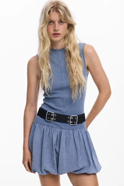 Desigual Double Buckle Leather Belt In Black