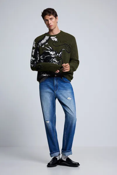 Desigual Double Waist Jeans In Blue