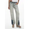 Desigual Double Waist Two-tone Jeans In Blue