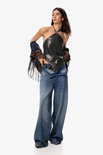Desigual Double Waistband Jeans Mahsa Popova In Blue