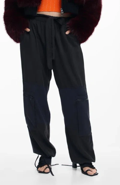 Desigual Drawstring Hem Pants In Black