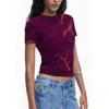 Desigual Purple Elastane T-shirt In Purple