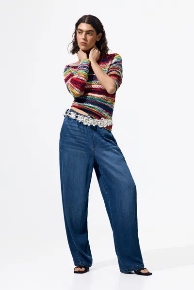 Desigual Elastic Long Denim Trousers In Multi