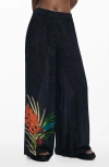 Desigual Elastic Waist Wide Leg Cover-up Pants In Black