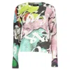 Desigual Elegant Contrast Crew Neck Sweater In Multi