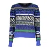Desigual Elegant Crew Neck Sweater With Contrast Details
