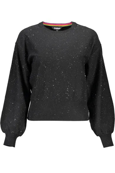 Desigual Elegant Long-sleeved Sweater With Contrasting Women's Accents In Black