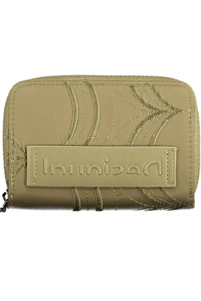 Desigual Elegant Zip Wallet With Contrasting Women's Details In Green