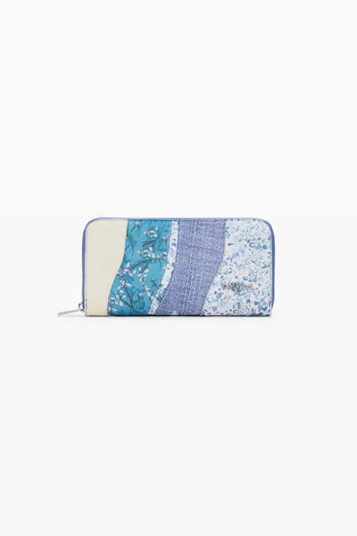 Desigual Elongated Patch Wallet In Material Finishes