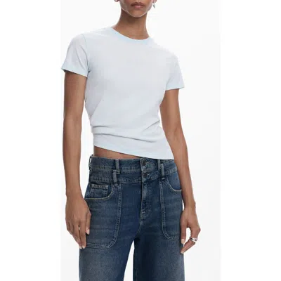 Desigual Embellished Logo T-shirt In Light Blue
