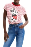 DESIGUAL EMBELLISHED MICKEY MOUSE APPLIQUÉ COTTON T-SHIRT