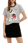 DESIGUAL EMBELLISHED MICKEY MOUSE APPLIQUÉ COTTON T-SHIRT