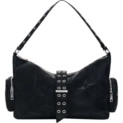 Desigual Embossed Faux Leather Handbag In Black