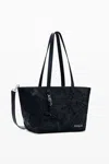 Desigual Embossed Shopper Bag In Black