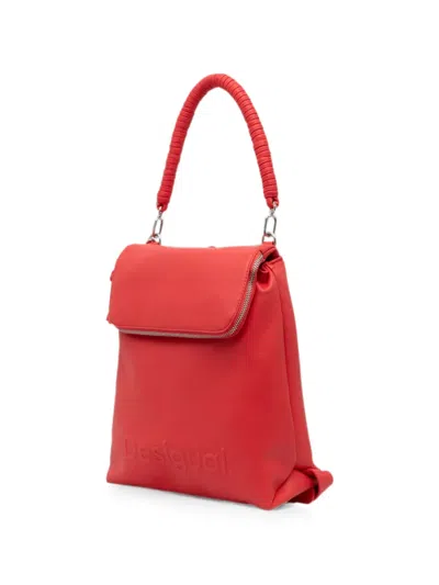 Desigual Embossed Top-zip Backpack In Red