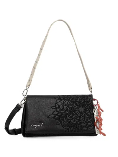 Desigual Embossed-design Shoulder Bag In Black