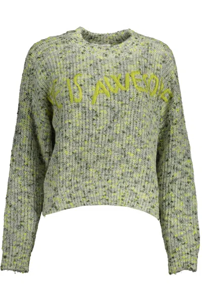 Desigual Embroide Sweater With Contrasting Women's Accents In Green