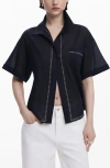 Desigual Embroidered Button-up Shirt In Black