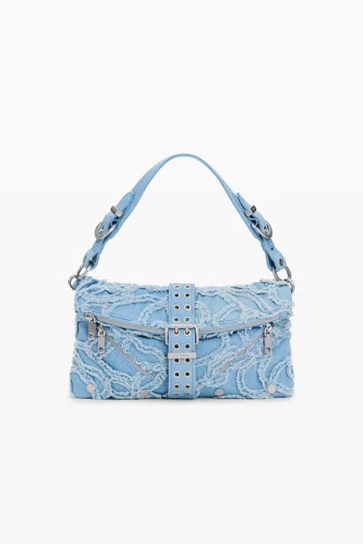 Desigual Embroidered Denim Bag In Blue