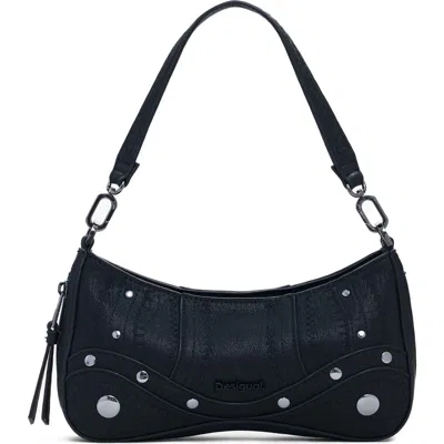Desigual Embroidered Faux Leather Crossbody Bag In Black