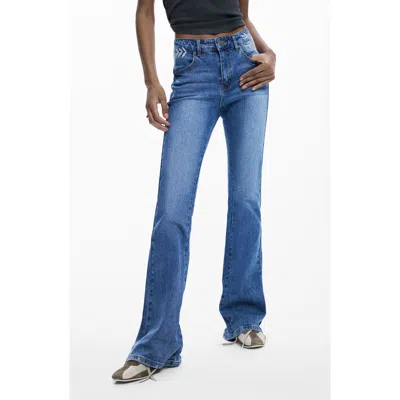 Desigual Embroidered Flare Jeans In Blue