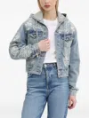 Desigual Embroidered-flowers Hooded Denim Jacket In Blue