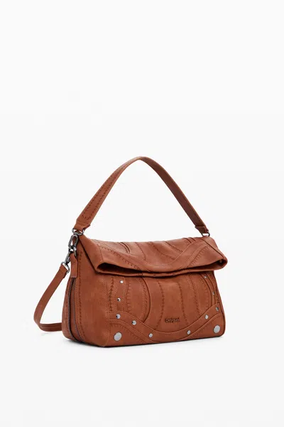 Desigual Embroidered Handbag In Brown