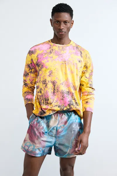 Desigual Embroidered Printed T-shirt In Yellow