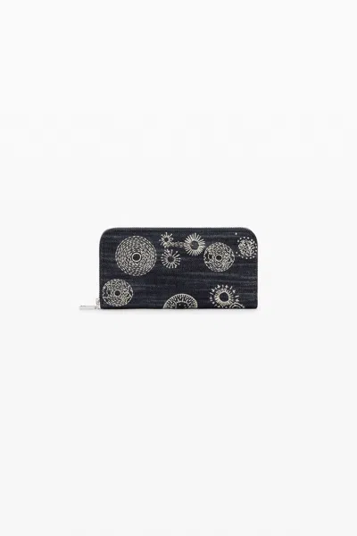 Desigual Embroidered Purse In Blue