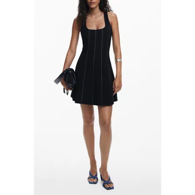 DESIGUAL DESIGUAL EMBROIDERED SLEEVELESS STRETCH COTTON MINIDRESS