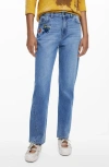 Desigual Embroidered Straight Leg Jeans In Blue