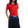 Desigual Embroidered Stretch Cotton T-shirt In Red