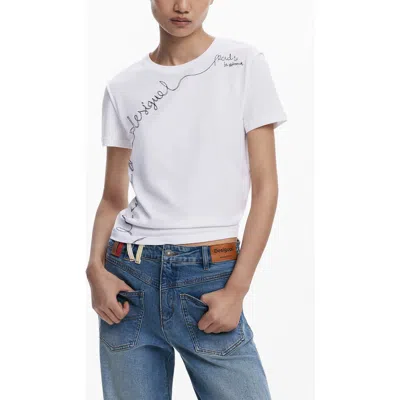 DESIGUAL DESIGUAL EMBROIDERED STRETCH COTTON T-SHIRT