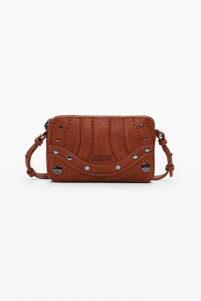 Desigual Embroidered Studded 2-in-1 Wallet In Brown