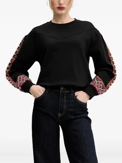 Desigual Embroidered Sweatshirt In Black