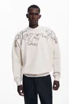Desigual Embroidered Sweatshirt In White