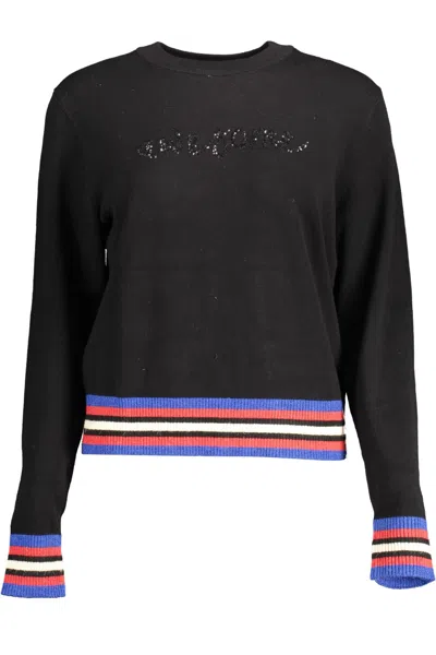 Desigual Enchanting Contrast Detail Women's Sweater In Black