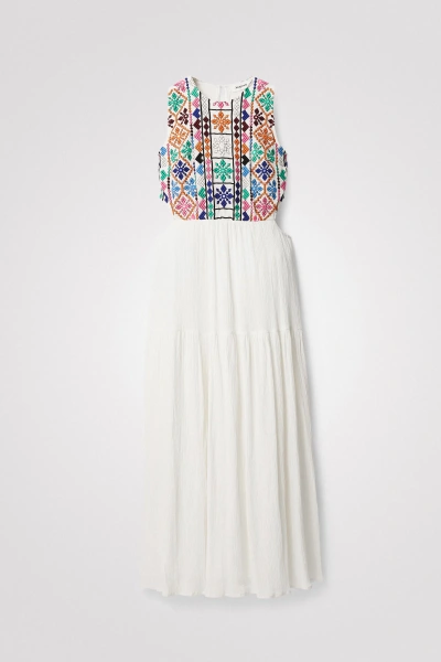 Desigual Ethnic Cut-out Dress In White