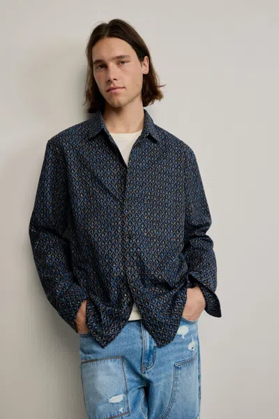 Desigual Ethnic Embroidered Shirt In Blue